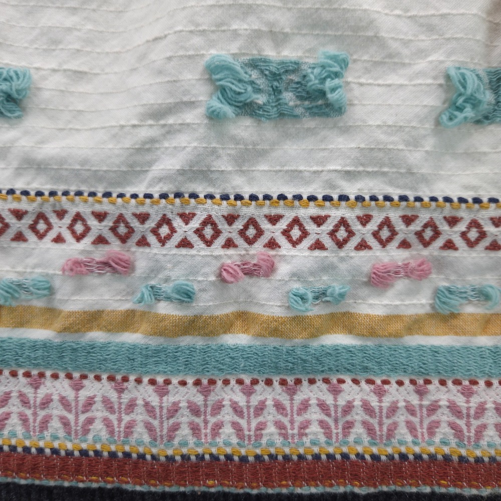 Lou & Grey Loft XS White Embroidered Peasant Blouse Boho Whimsical Tie Neck Top - Picture 6 of 8